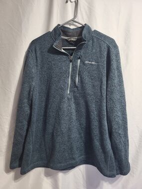 Eddie Bauer Men's Blue Quarter-Zip Fleece Pullover, Size XL